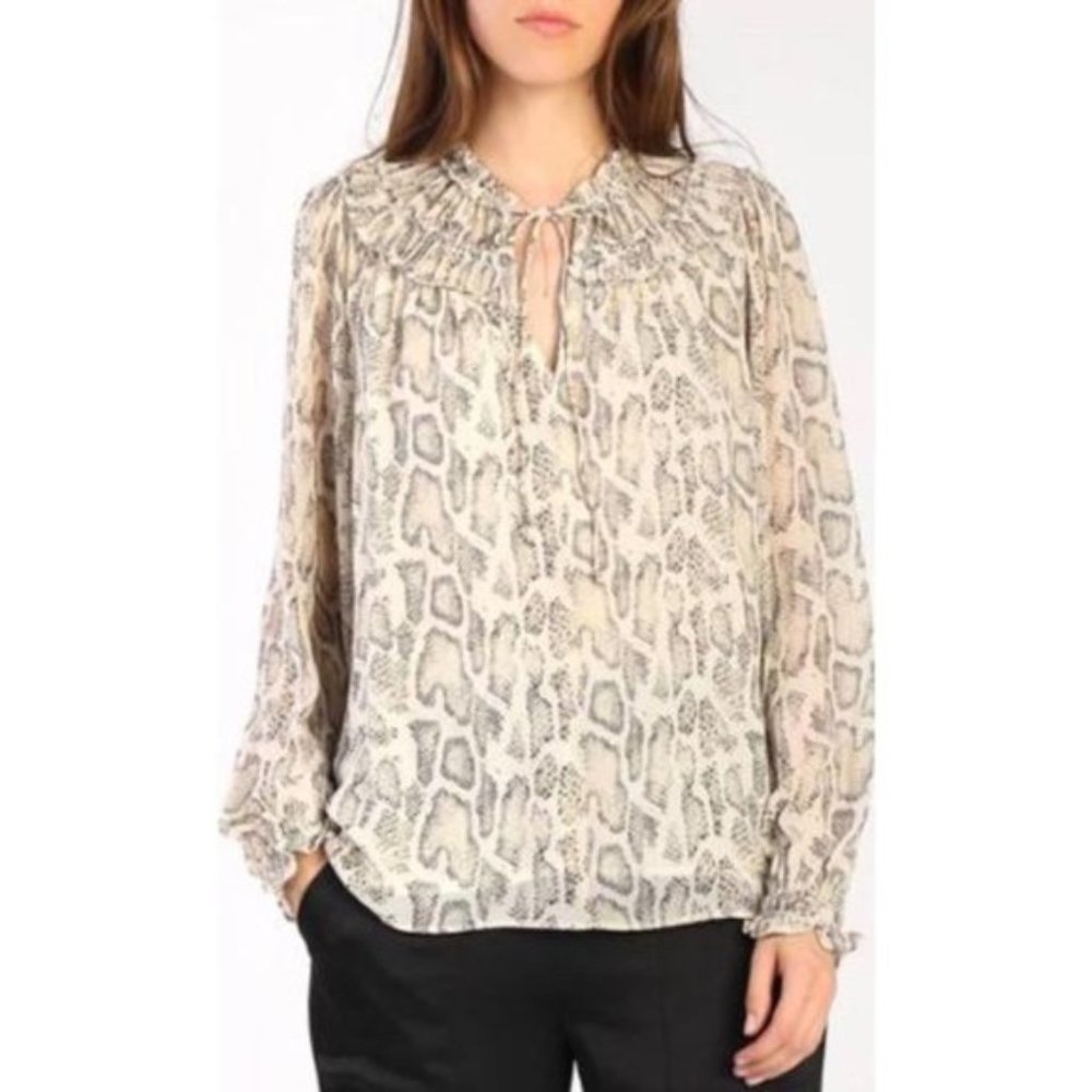 Current Air Cream and Gray Blouse